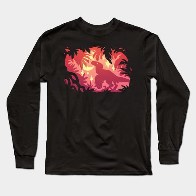 Stargazing Dino (Red Variant) Long Sleeve T-Shirt by KiRAWRa